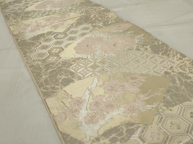 平和屋着物◎六通柄袋帯　地紙花文　金銀糸　正絹　逸品　AABE4069ou