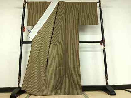 平和屋着物▽小紋 単衣 縞 洗える着物 AABE4081jh