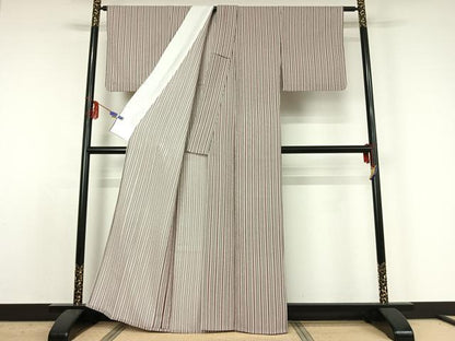 平和屋着物▽小紋 単衣 縞 洗える着物 AABE4082jh