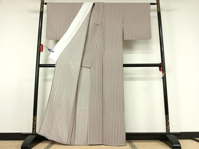 平和屋着物▽小紋 単衣 縞 洗える着物 AABE4082jh