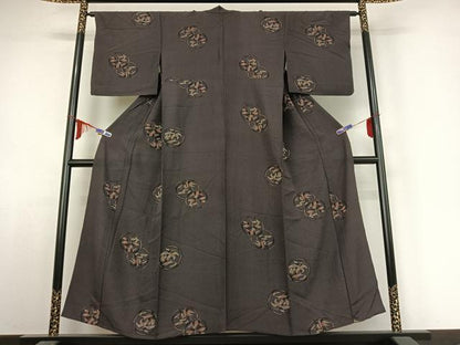 平和屋着物▽上質な小紋 単衣 花丸文 正絹 逸品 AABE4083jh