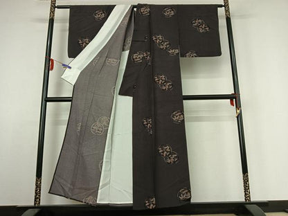 平和屋着物▽上質な小紋 単衣 花丸文 正絹 逸品 AABE4083jh