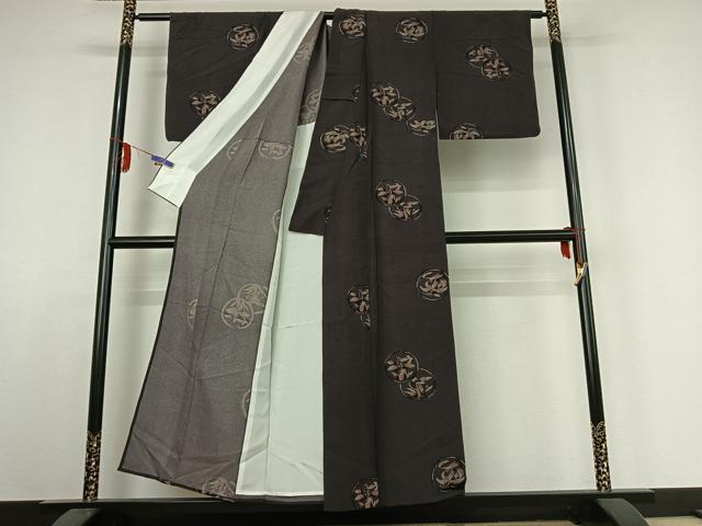 平和屋着物▽上質な小紋 単衣 花丸文 正絹 逸品 AABE4083jh