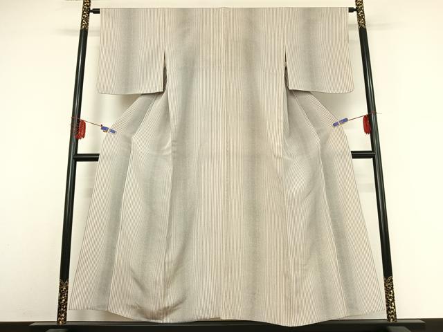 平和屋着物▽上質な小紋 単衣 縞 正絹 逸品 AABE4085jh