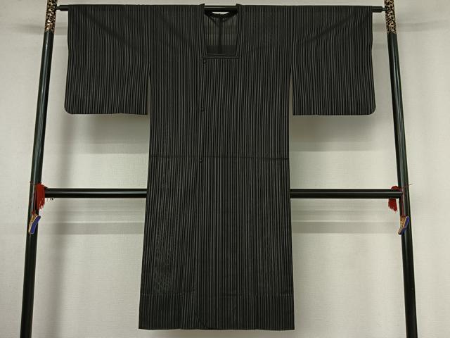 平和屋着物▽道行コート スリーシーズン 春夏秋 塵除け 縞 ロング丈 正絹 逸品 AABE4087jh