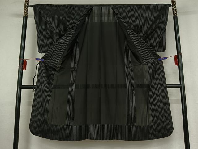 平和屋着物▽道行コート スリーシーズン 春夏秋 塵除け 縞 ロング丈 正絹 逸品 AABE4087jh