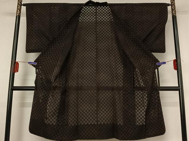 平和屋着物▽道中着 スリーシーズン 春夏秋 塵除け 市松文様 ロング丈 正絹 逸品 AABE4088jh