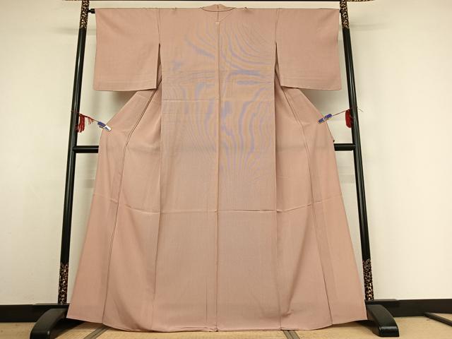 平和屋着物▽江戸小紋 単衣 作家物 万筋 深支子×白色 正絹 逸品 AABE4089jh