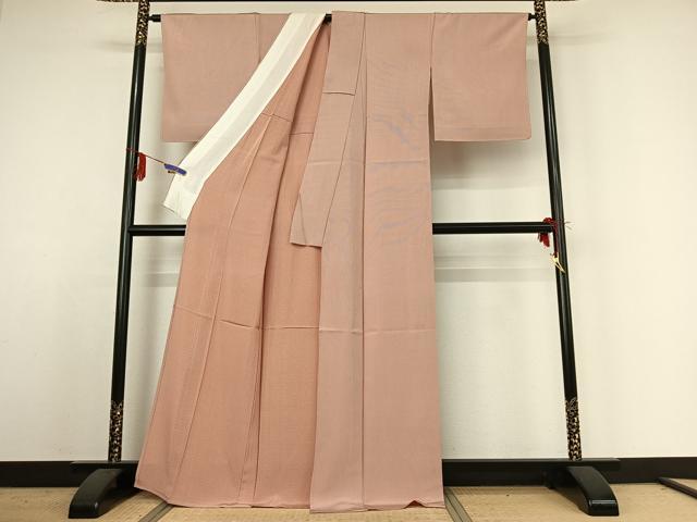 平和屋着物▽江戸小紋 単衣 作家物 万筋 深支子×白色 正絹 逸品 AABE4089jh