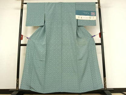 平和屋着物▽上質な小紋 単衣 花丸文 本場加賀染 反端付き 正絹 逸品 AABE4090jh