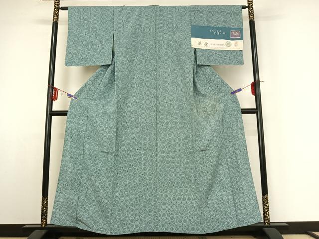 平和屋着物▽上質な小紋 単衣 花丸文 本場加賀染 反端付き 正絹 逸品 AABE4090jh