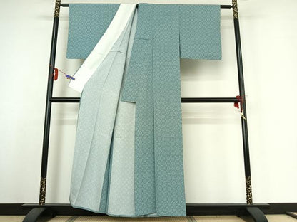 平和屋着物▽上質な小紋 単衣 花丸文 本場加賀染 反端付き 正絹 逸品 AABE4090jh