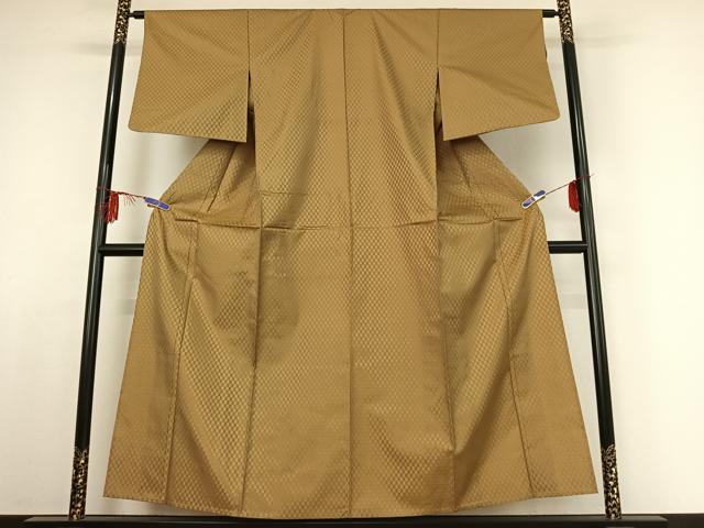 平和屋着物▽本場黄八丈 市松綾織 単衣 正絹 逸品 AABE4093jh