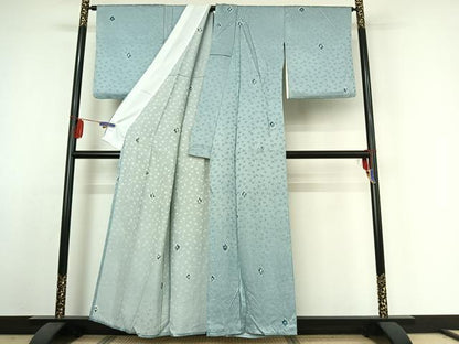 平和屋着物▽上質な小紋 単衣 舞花文 正絹 逸品 AABE4094jh