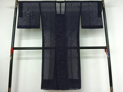 平和屋着物▽道行コート スリーシーズン 春夏秋 塵除け 深紫色 鈴乃屋扱い ロング丈 正絹 逸品 AABE4095jh