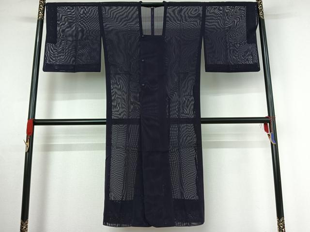 平和屋着物▽道行コート スリーシーズン 春夏秋 塵除け 深紫色 鈴乃屋扱い ロング丈 正絹 逸品 AABE4095jh
