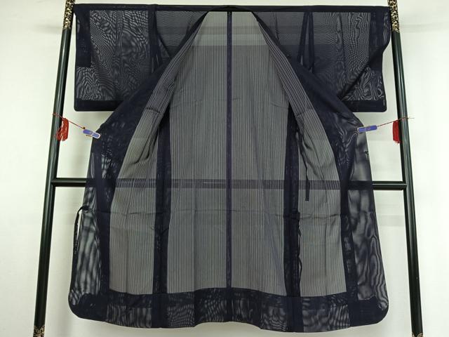 平和屋着物▽道行コート スリーシーズン 春夏秋 塵除け 深紫色 鈴乃屋扱い ロング丈 正絹 逸品 AABE4095jh