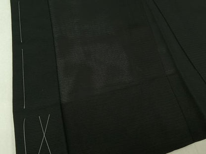 平和屋着物▽男性 黒紋付 スリーシーズン 春夏秋 塵除け 暗黒色 ロング丈 正絹 逸品 AABE4098jh
