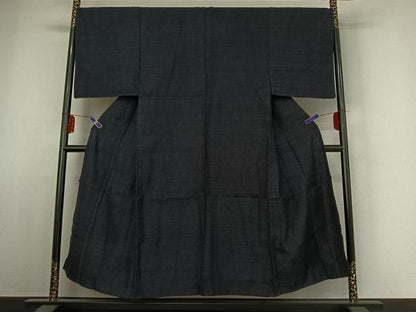 平和屋着物▽本場結城紬　重要無形文化財　男性　単衣　杢　霞文　正絹　逸品　AABE4099jh
