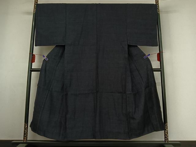 平和屋着物▽本場結城紬　重要無形文化財　男性　単衣　杢　霞文　正絹　逸品　AABE4099jh