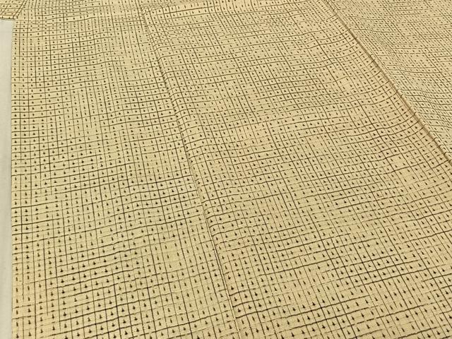平和屋着物▽上質な紬 単衣 格子 正絹 逸品 AABE4101jh