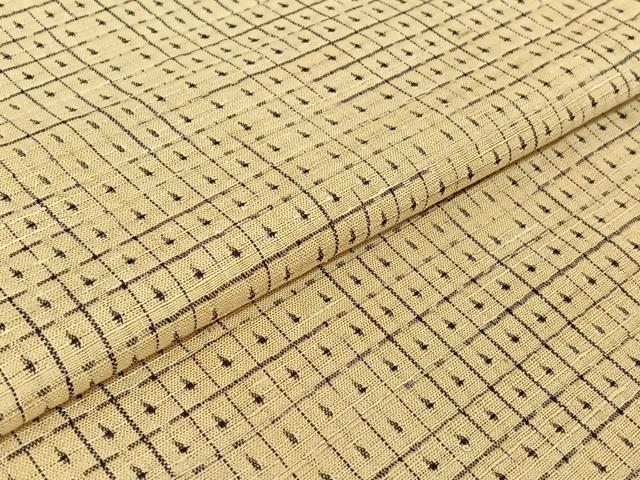 平和屋着物▽上質な紬 単衣 格子 正絹 逸品 AABE4101jh