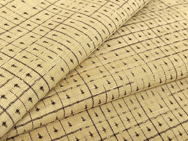 平和屋着物▽上質な紬 単衣 格子 正絹 逸品 AABE4101jh