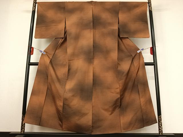 平和屋着物▽上質な紬 単衣 霞文 暈し染め 正絹 逸品 AABE4103jh