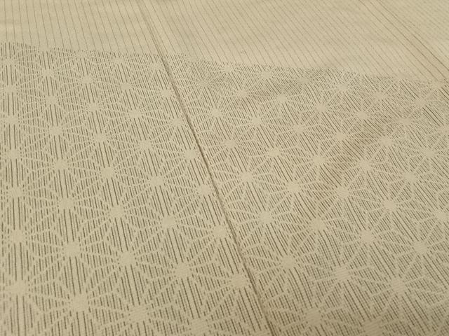 平和屋着物▽訪問着 本塩沢 単衣 麻の葉文様 正絹 逸品 AABE4104jh
