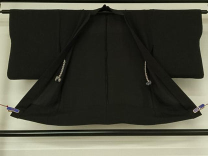 平和屋着物▽羽織 スリーシーズン 春夏秋 塵除け よろけ縞 暗黒色 正絹 逸品 AABE4106jh