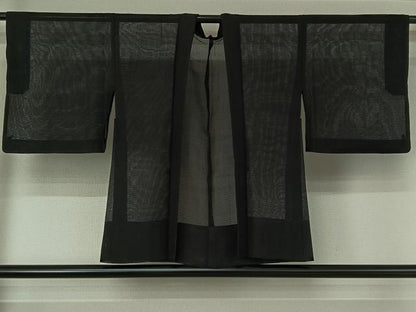 平和屋着物▽羽織 スリーシーズン 春夏秋 塵除け 暗黒色 正絹 逸品 AABE4109jh