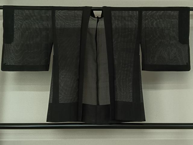 平和屋着物▽羽織 スリーシーズン 春夏秋 塵除け 暗黒色 正絹 逸品 AABE4109jh