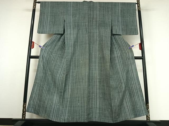 平和屋着物▽上質な紬 単衣 縞 正絹 逸品 AABE4111jh