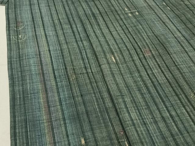 平和屋着物▽上質な紬 単衣 縞 正絹 逸品 AABE4111jh