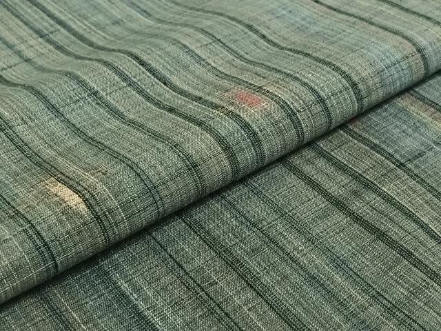 平和屋着物▽上質な紬 単衣 縞 正絹 逸品 AABE4111jh