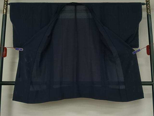 平和屋着物▽道行コート スリーシーズン 春夏秋 塵除け 紺藍色 ロング丈 正絹 逸品 AABE4112jh