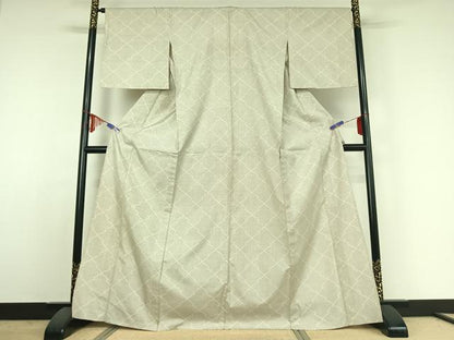 平和屋着物▽本場大島紬 白大島 単衣 松皮菱文 大丸扱い 正絹 逸品 AABE4114jh