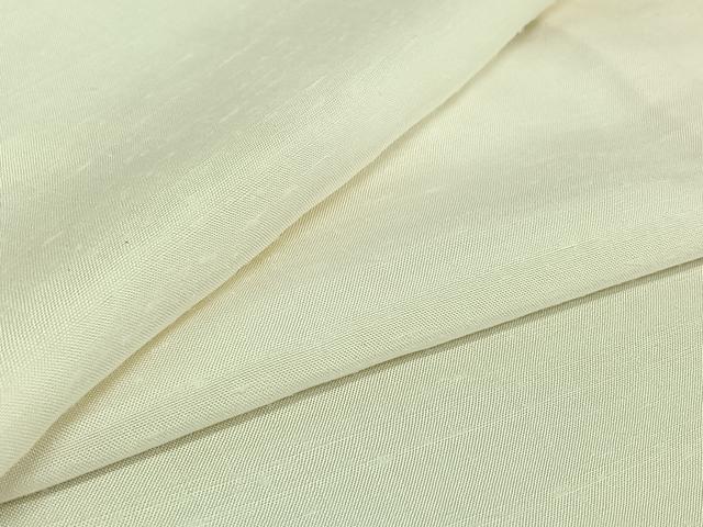 平和屋着物▽上質な紬 単衣 象牙色 反端付き 正絹 逸品 AABE4115jh