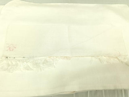 平和屋着物▽上質な紬 単衣 象牙色 反端付き 正絹 逸品 AABE4115jh