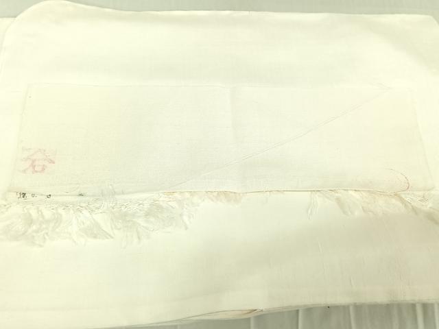 平和屋着物▽上質な紬 単衣 象牙色 反端付き 正絹 逸品 AABE4115jh