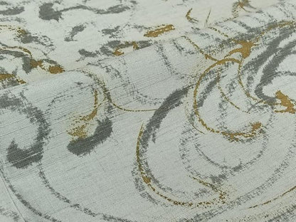 平和屋着物▽訪問着 単衣 作家物 紬地 手描き 立波文 金彩 正絹 逸品 AABE4116jh