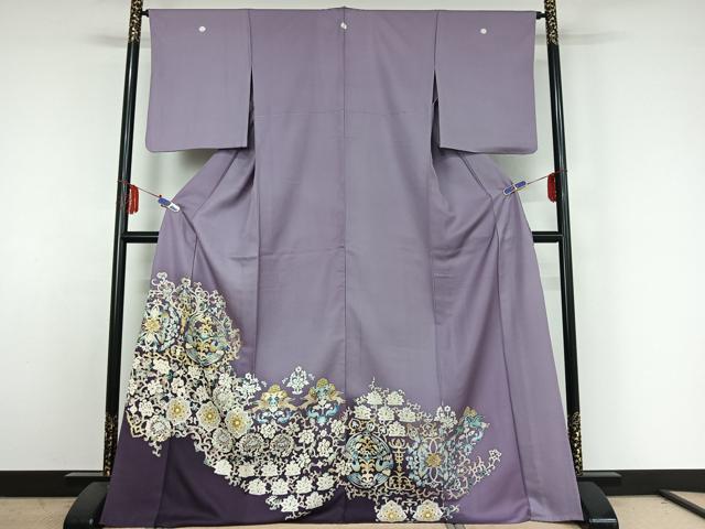 平和屋着物▽豪華色留袖 単衣 花鳥文 暈し染め 金彩 正絹 逸品 AABE4117jh