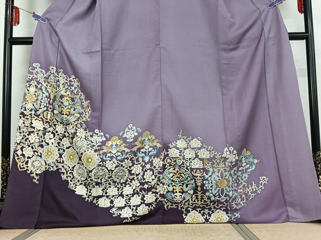 平和屋着物▽豪華色留袖 単衣 花鳥文 暈し染め 金彩 正絹 逸品 AABE4117jh