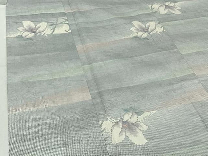 平和屋着物▽本場大島紬 白大島 単衣 9マルキ 横段花文 正絹 逸品 AABE4118jh