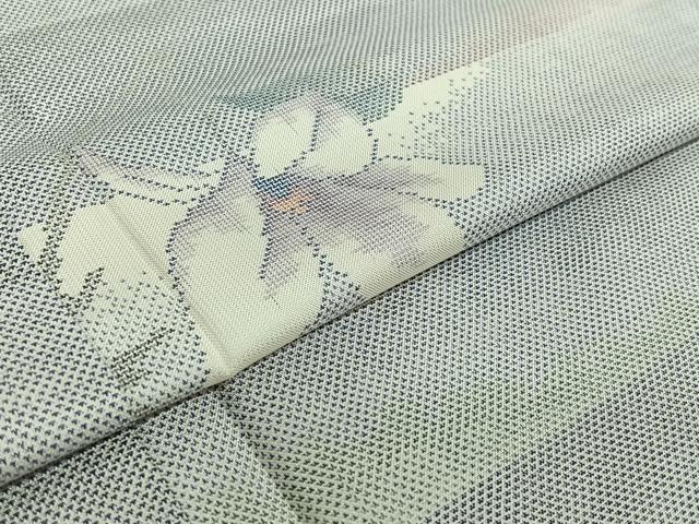 平和屋着物▽本場大島紬 白大島 単衣 9マルキ 横段花文 正絹 逸品 AABE4118jh