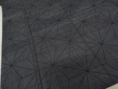 平和屋着物●塩沢紬　麻の葉霞文　正絹　逸品　AABE4127ck