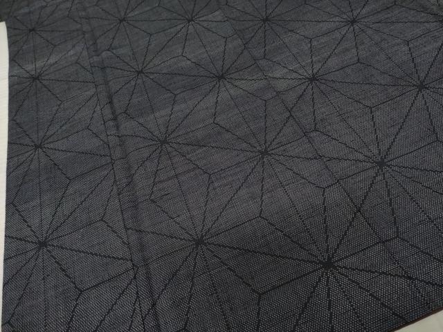 平和屋着物●塩沢紬　麻の葉霞文　正絹　逸品　AABE4127ck