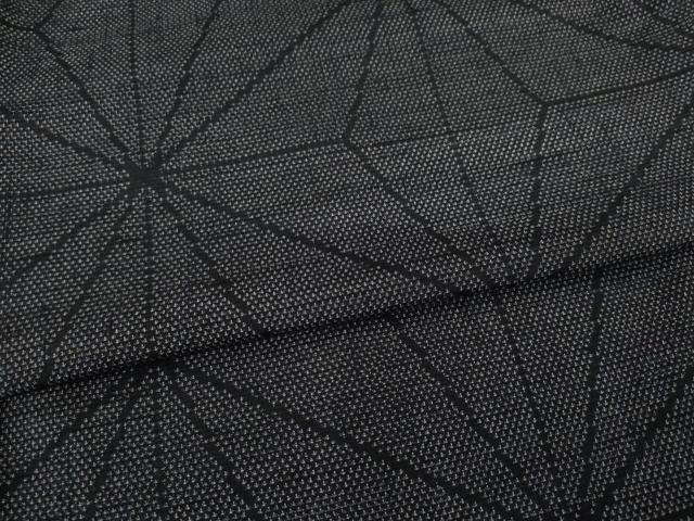 平和屋着物●塩沢紬　麻の葉霞文　正絹　逸品　AABE4127ck