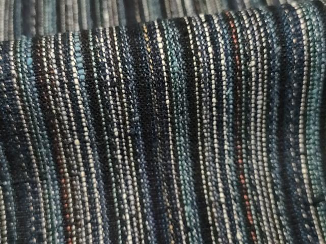 平和屋着物●上質な紬　縞　正絹　逸品　AABE4128ck