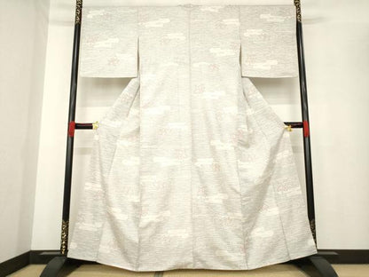 平和屋着物●上質な紬 エ霞花文 やまと誂製 正絹 逸品 AABE4149ck